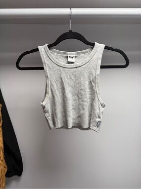 TNA Light Gray Ribbed Cropped Tank Top